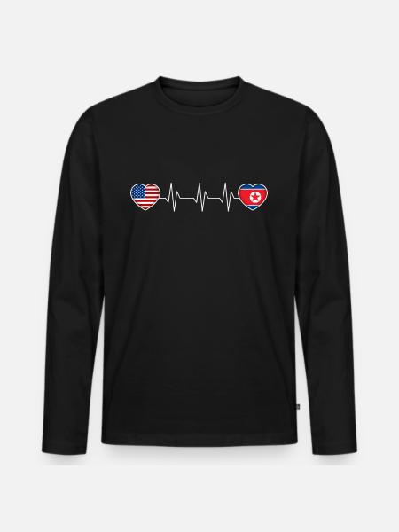 North Korea - Men's Premium Organic Long Sleeve Shirt - black