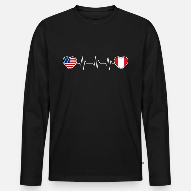 Peru - Männer Premium Bio Langarmshirt - Schwarz