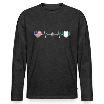 Nigéria - T-shirt manches longues Premium bio Homme - anthracite chiné - Devant - Nico (187cm)