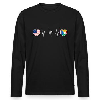 Réunion - T-shirt manches longues Premium bio Homme - noir - Devant - Nico (187cm)