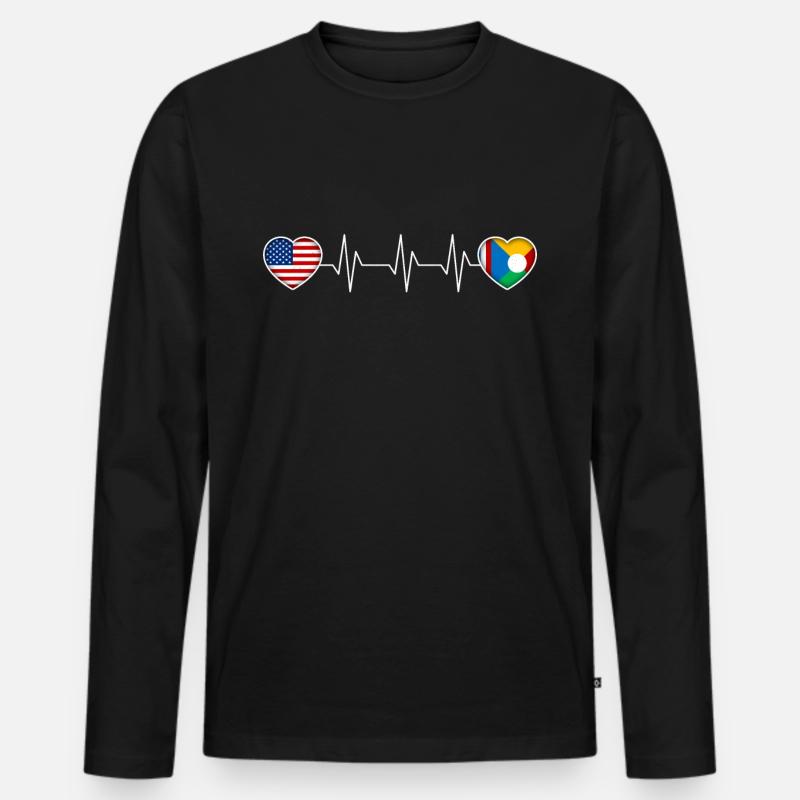 Réunion - Männer Premium Bio Langarmshirt - Schwarz
