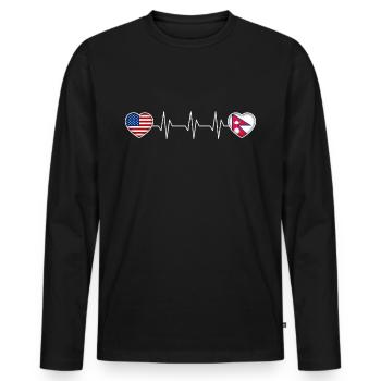 Népal - T-shirt manches longues Premium bio Homme - noir - Devant - Nico (187cm)