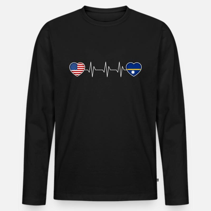 Nauru - Männer Premium Bio Langarmshirt - Schwarz