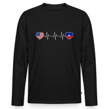 Haiti - Men's Premium Organic Long Sleeve Shirt - black - Front - Nico (187cm)