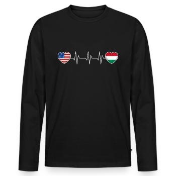 Hungary - Men's Premium Organic Long Sleeve Shirt - black - Front - Nico (187cm)