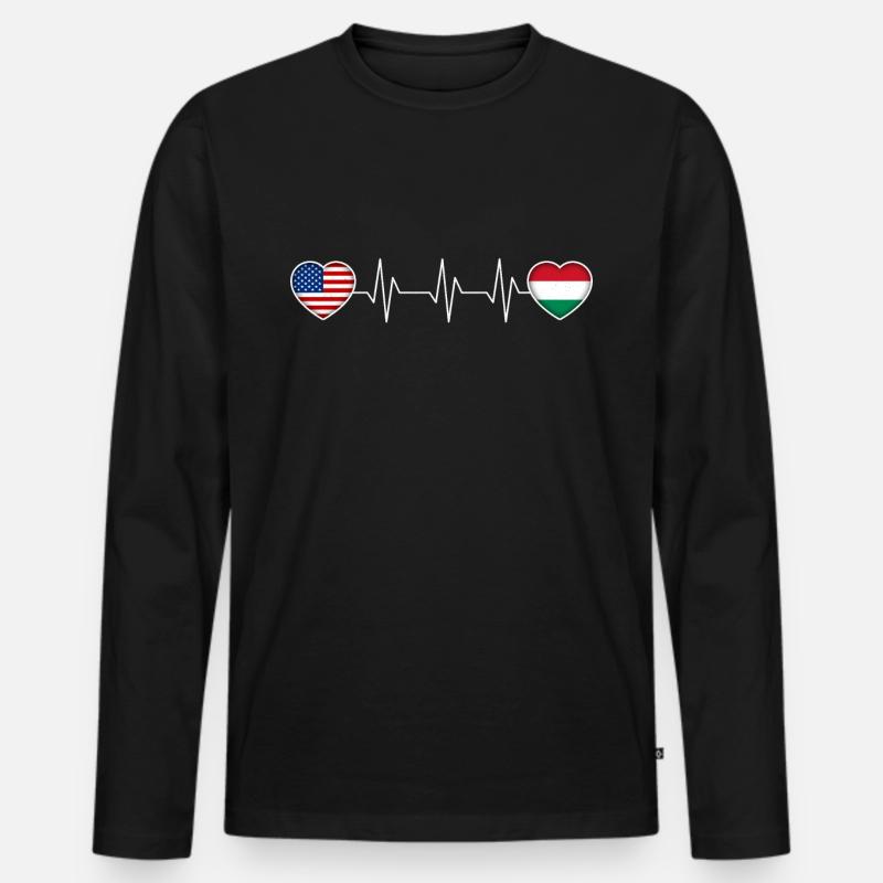 Ungarn - Männer Premium Bio Langarmshirt - Schwarz