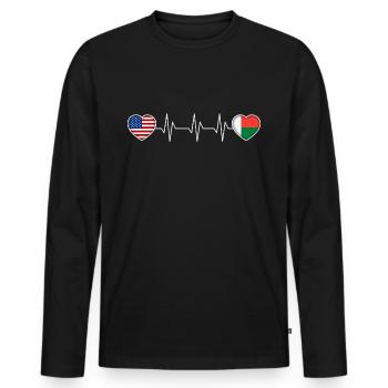 Macédoine - T-shirt manches longues Premium bio Homme - noir - Devant - Nico (187cm)