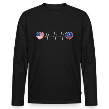 Malaysia - Men's Premium Organic Long Sleeve Shirt - black - Front - Nico (187cm)