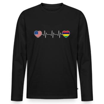 Mauritius - Men's Premium Organic Long Sleeve Shirt - black - Front - Nico (187cm)