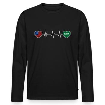 Arabie Saoudite - T-shirt manches longues Premium bio Homme - noir - Devant - Nico (187cm)