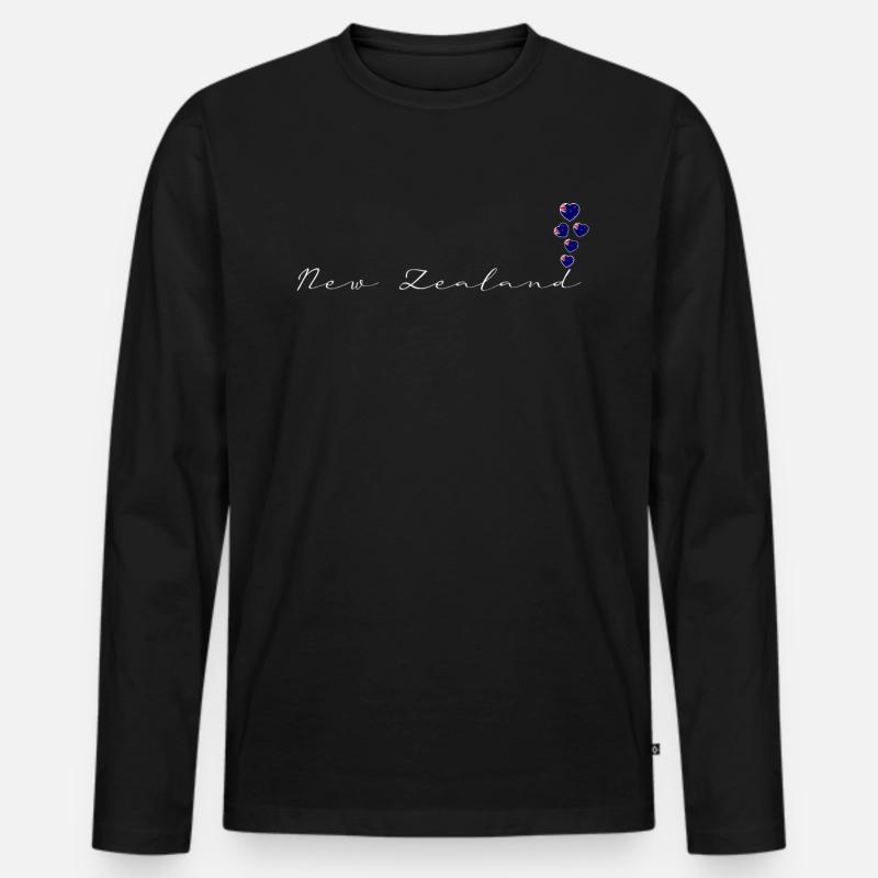 Neuseeland - Männer Premium Bio Langarmshirt - Schwarz
