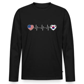 Corée du Sud - T-shirt manches longues Premium bio Homme - noir - Devant - Nico (187cm)