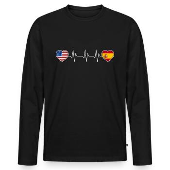 Spanien - Männer Premium Bio Langarmshirt - Schwarz - Vorne - Nico (187cm)