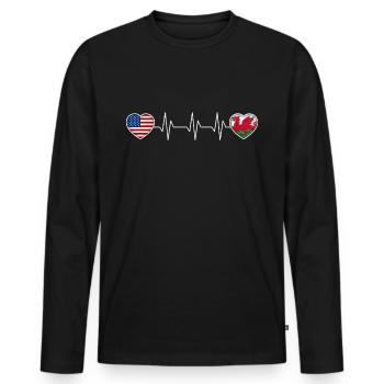 Wales - Männer Premium Bio Langarmshirt - Schwarz - Vorne - Nico (187cm)