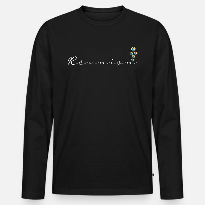 Réunion - Männer Premium Bio Langarmshirt - Schwarz