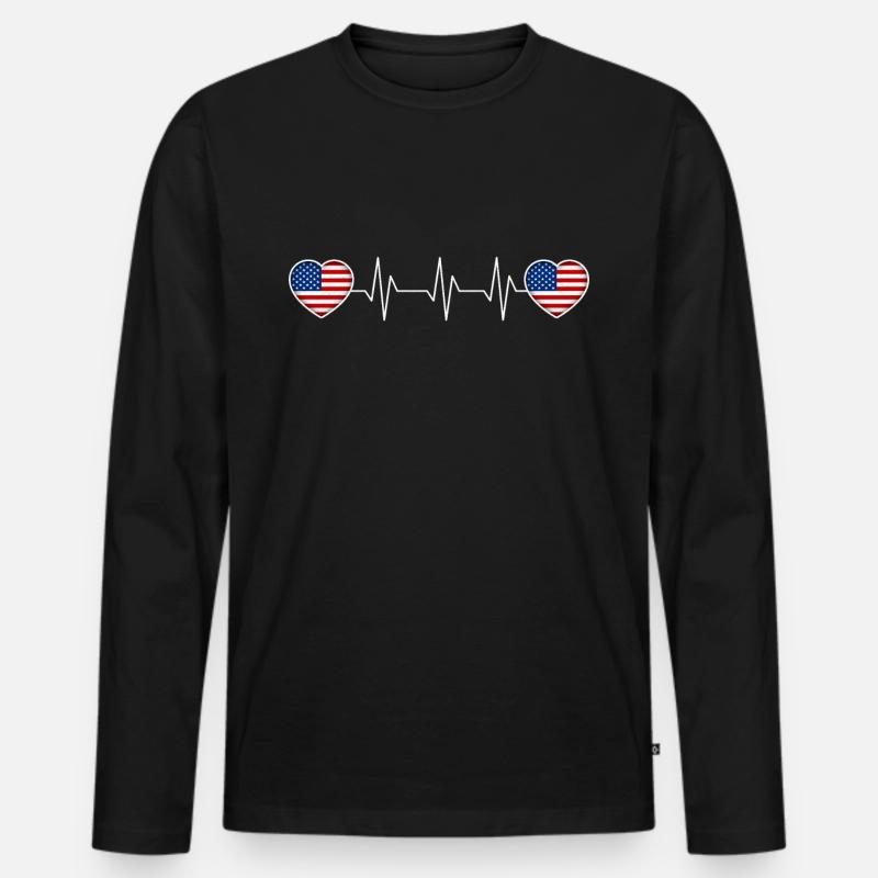 USA - Männer Premium Bio Langarmshirt - Schwarz