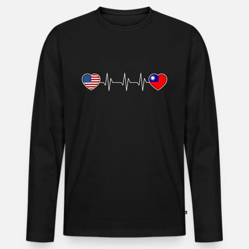 Taiwan - Männer Premium Bio Langarmshirt - Schwarz