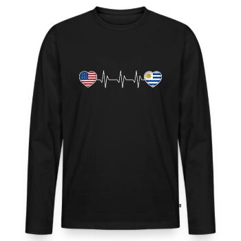 Uruguay - Men's Premium Organic Long Sleeve Shirt - black - Front - Nico (187cm)