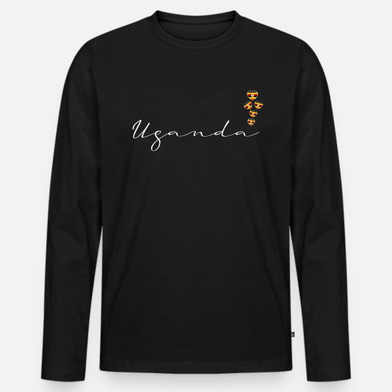 Uganda - Männer Premium Bio Langarmshirt - Schwarz