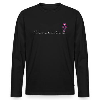 Cambodge - T-shirt manches longues Premium bio Homme - noir - Devant - Nico (187cm)