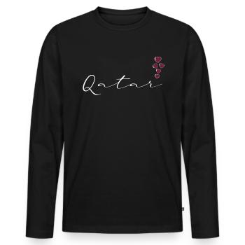 Qatar - Men's Premium Organic Long Sleeve Shirt - black - Front - Nico (187cm)