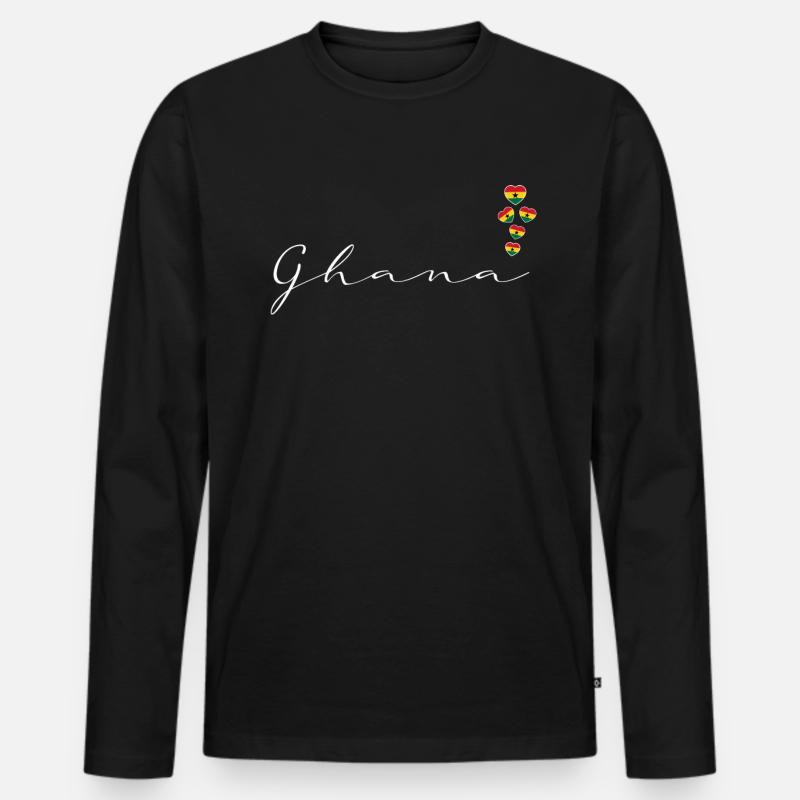 Ghana - Männer Premium Bio Langarmshirt - Schwarz