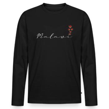 Malawi - Men's Premium Organic Long Sleeve Shirt - black - Front - Nico (187cm)