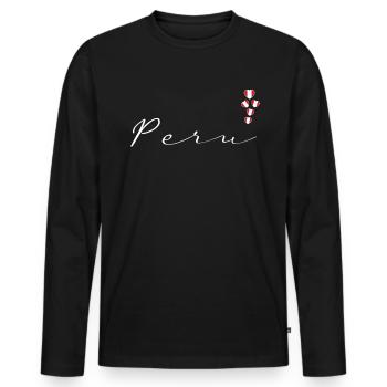 Pérou - T-shirt manches longues Premium bio Homme - noir - Devant - Nico (187cm)