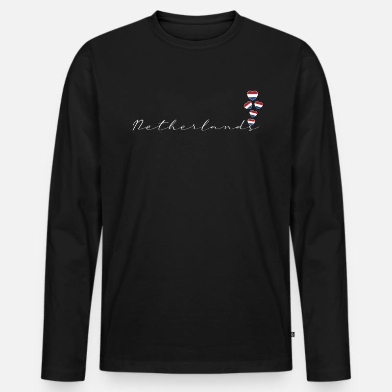 Niederlande - Männer Premium Bio Langarmshirt - Schwarz