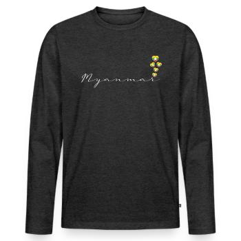 Myanmar - Men's Premium Organic Long Sleeve Shirt - heather anthracite - Front - Nico (187cm)