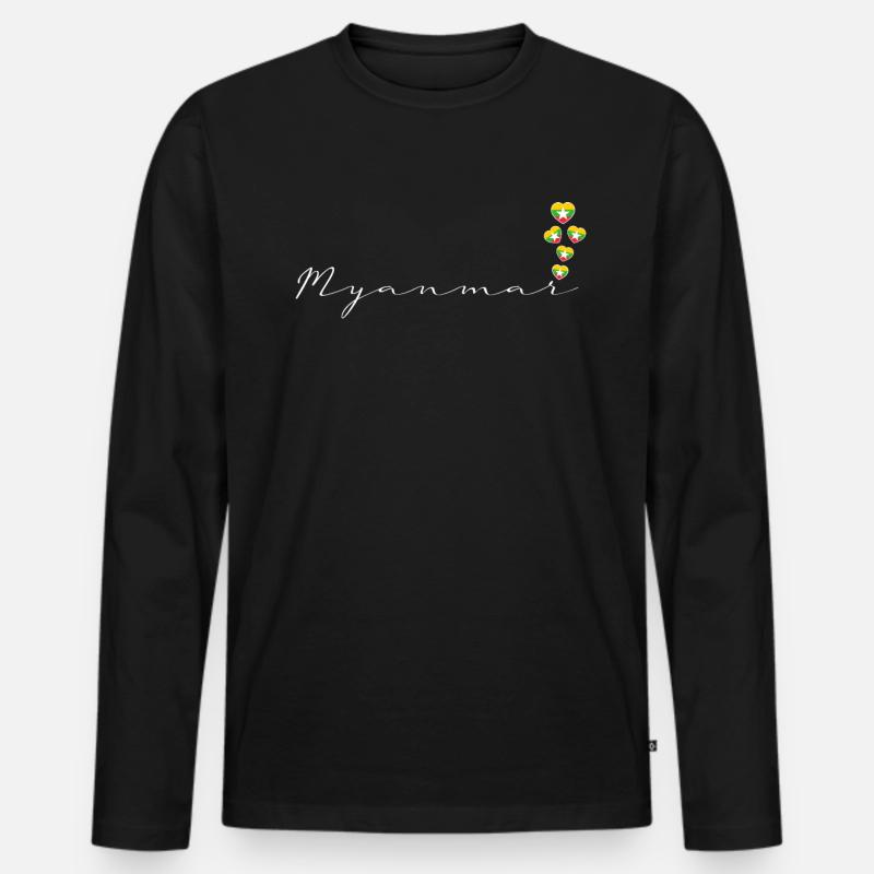 Myanmar - Männer Premium Bio Langarmshirt - Schwarz
