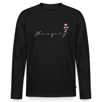 Hungary - Men's Premium Organic Long Sleeve Shirt - black - Front - Nico (187cm)