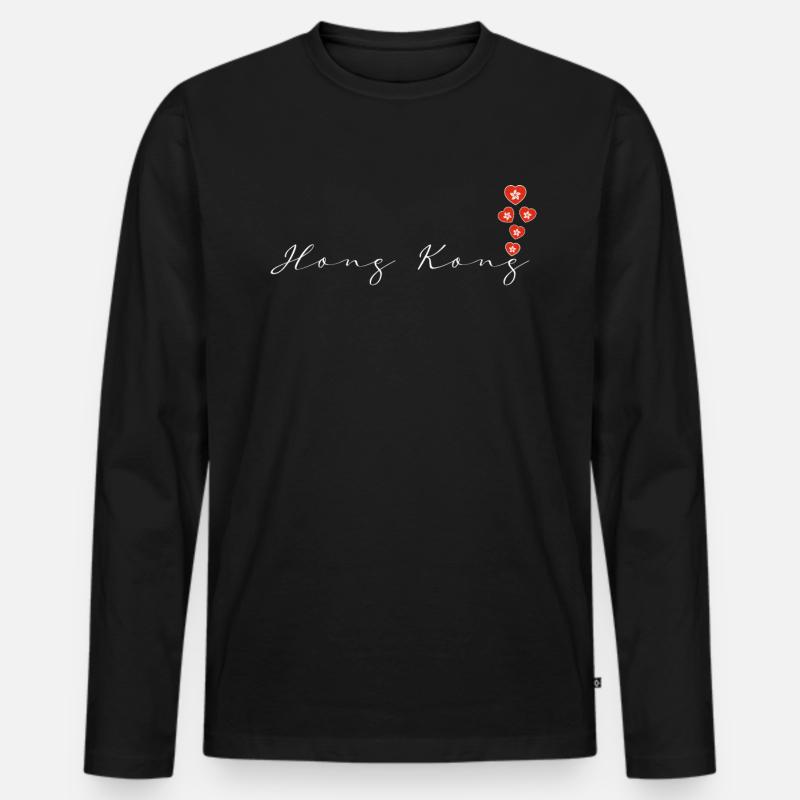 Hongkong - Männer Premium Bio Langarmshirt - Schwarz