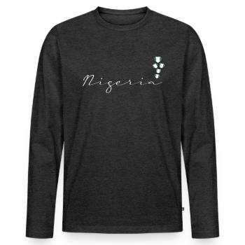 Nigéria - T-shirt manches longues Premium bio Homme - anthracite chiné - Devant - Nico (187cm)