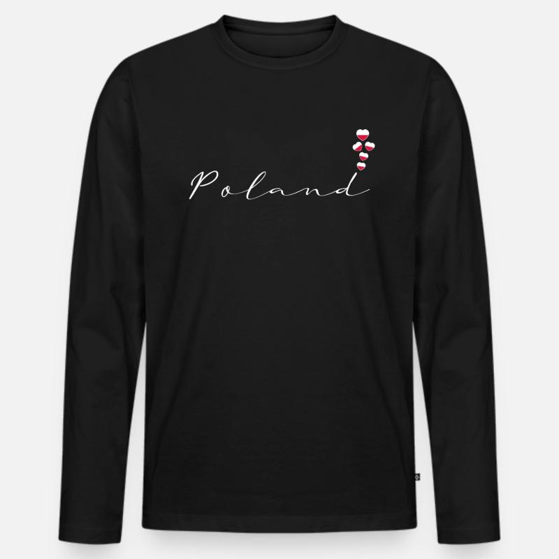 Polen - Männer Premium Bio Langarmshirt - Schwarz