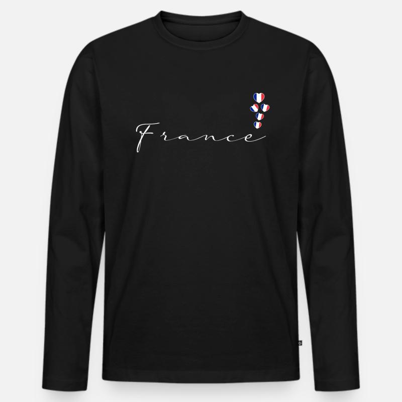 Frankreich - Männer Premium Bio Langarmshirt - Schwarz