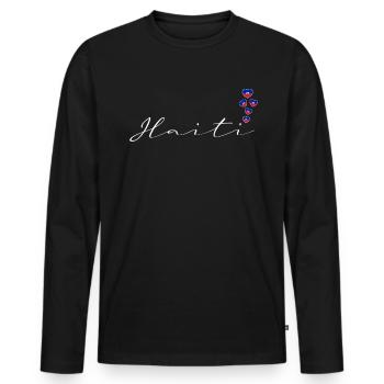 Haiti - Men's Premium Organic Long Sleeve Shirt - black - Front - Nico (187cm)