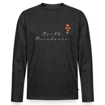 North Macedonia - Men's Premium Organic Long Sleeve Shirt - heather anthracite - Front - Nico (187cm)