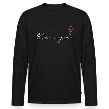 Kenya - Men's Premium Organic Long Sleeve Shirt - black - Front - Nico (187cm)