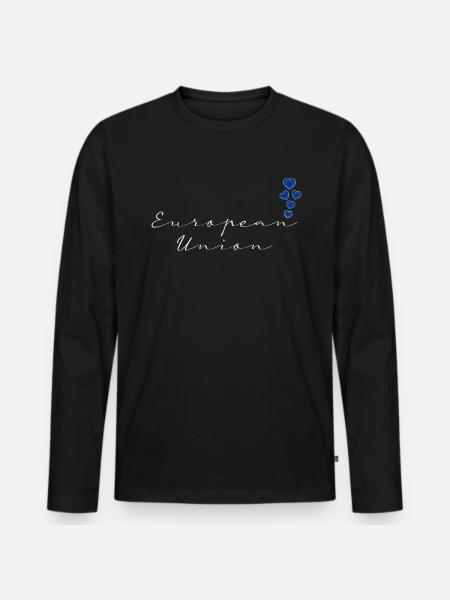 European Union - Men's Premium Organic Long Sleeve Shirt - black