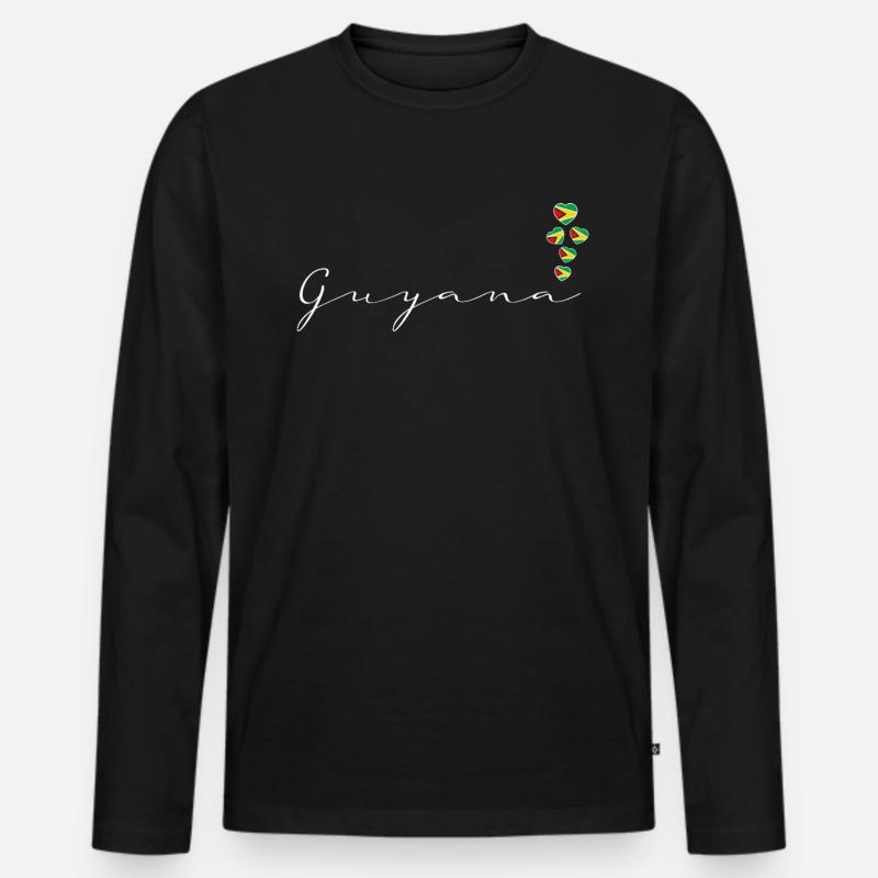 Guyana - Männer Premium Bio Langarmshirt - Schwarz