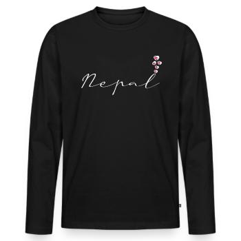 Népal - T-shirt manches longues Premium bio Homme - noir - Devant - Nico (187cm)