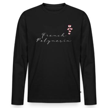 Polynésie française - T-shirt manches longues Premium bio Homme - noir - Devant - Nico (187cm)