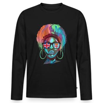 Fiji - Men's Premium Organic Long Sleeve Shirt - black - Front - Nico (187cm)