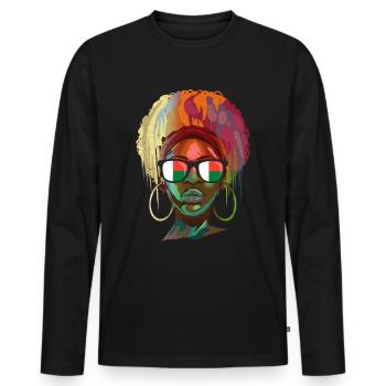 Macédoine - T-shirt manches longues Premium bio Homme - noir - Devant - Nico (187cm)