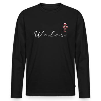 Wales - Männer Premium Bio Langarmshirt - Schwarz - Vorne - Nico (187cm)