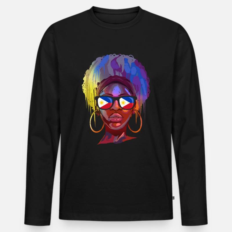 Philippinen - Männer Premium Bio Langarmshirt - Schwarz