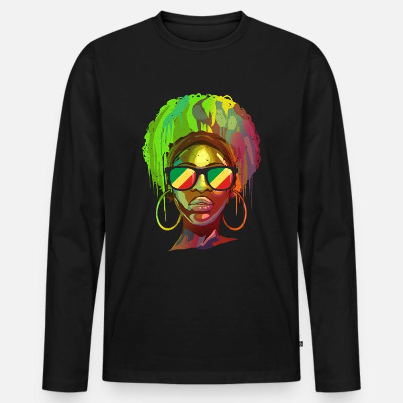 Kongo Republik - Männer Premium Bio Langarmshirt - Schwarz