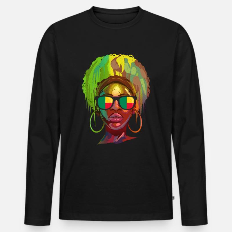 Benin - Männer Premium Bio Langarmshirt - Schwarz