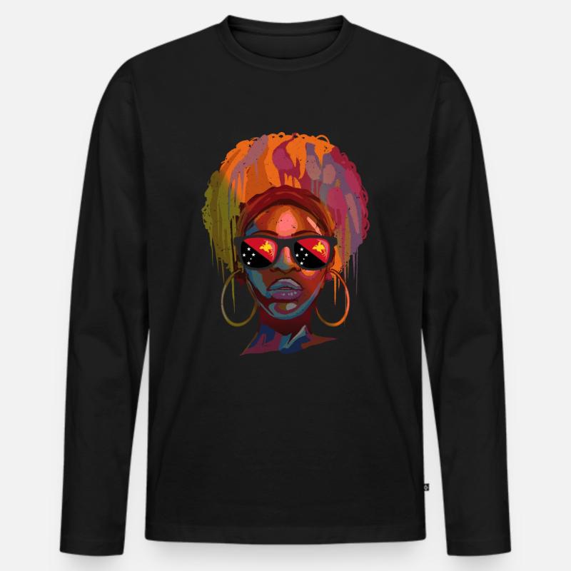 Papua-Neuguinea - Männer Premium Bio Langarmshirt - Schwarz